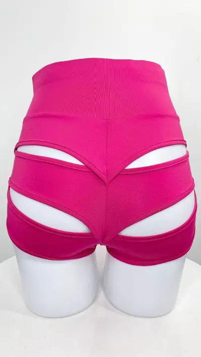 Damen-Highwaist-Shorts mit Ausschnitten, eng, figurformend, Bauchkontrolle - 8