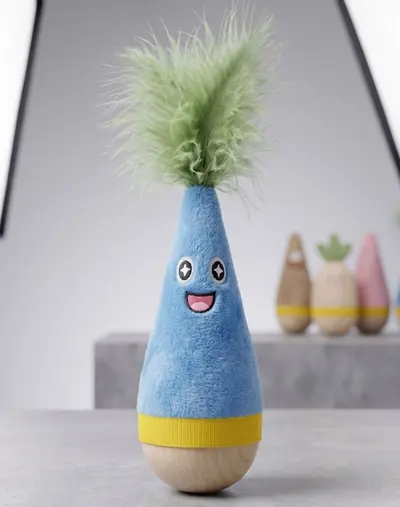 Weeble Cat Toy with Feather Teaser Wand, Self-Play - 12