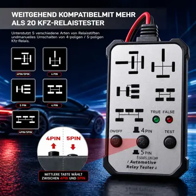 Car Relay Tester, 4-Pin and 5-Pin Relay Analyzer, 12V - 4