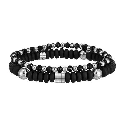 Polymer Clay Stretch Bracelet Set with Stainless Steel Spacers, Colorfast - 8