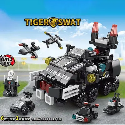 6-in-1 Educational Dinosaur and Military Building Block Toys - 4