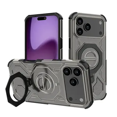 iPhone 17 Transparent Magnetic Case, Air-Cushion Corners, With Stand - 7