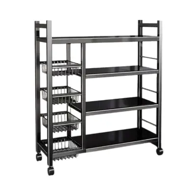 Premium Metal Freestanding Multi-Tier Storage Rack Mobile Cookware Iron Kitchen Organizer Shelf Pot Oven Rack