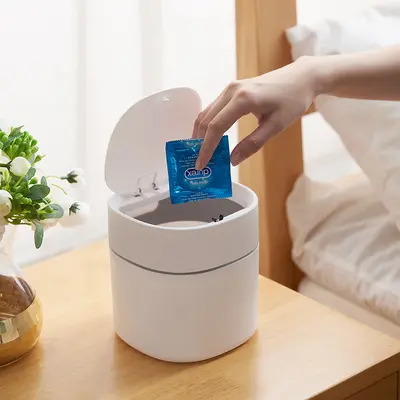 Desktop-Abfallbehälter, Mini-Push-Typ, Pop-up-Sanitäreimer, Schale, Melonenkernschale, Müllrückstandseimer, Autoabfallbehälter