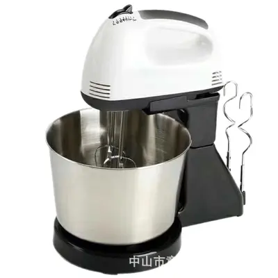 Electric tabletop mixer with stainless steel bowl