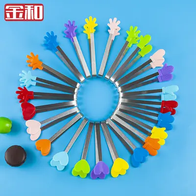 Yeni yaratıcı silikon gıda klipleri buz klipleri rahat paslanmaz çelik mini gıda klipleri aperatifler tatlı şeker küpü klipleri