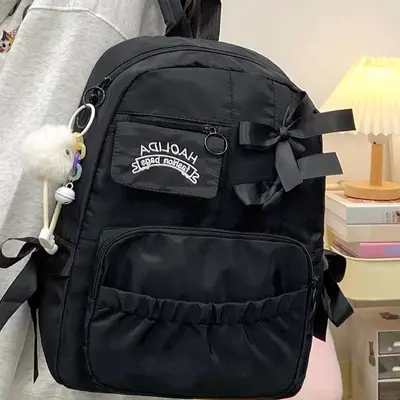 Middle School Girls Backpack, Large Capacity, Cute Bow Design - 4