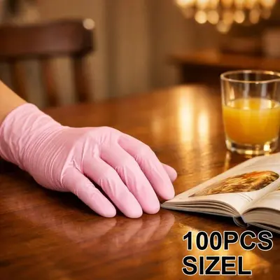 Verstärkte Einweg-Nitrilhandschuhe, Rosa, 100 Stück, lebensmittelecht - 9