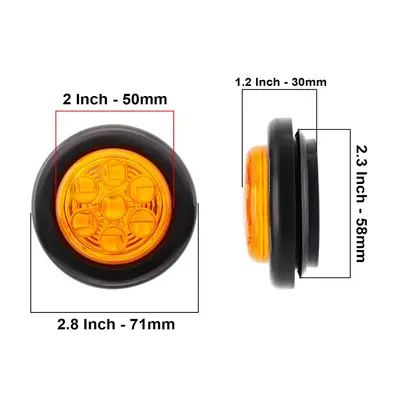 12V/24V 7-LED LKW-Seitenmarkierungsleuchte, 2 Zoll, mit Gummi