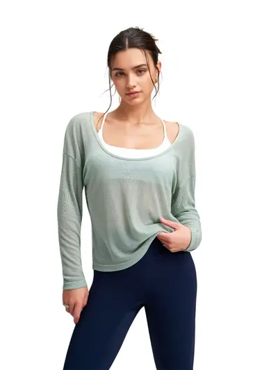 Women's Thin Yoga Cover-Up Top, Breathable and Quick-Dry - 6