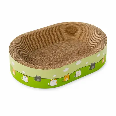 Extra Large Cat Scratcher with Bed, Corrugated Cardboard, No Debris - 5
