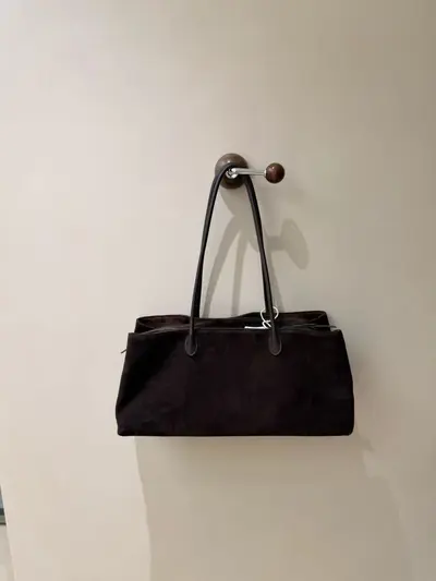 Retro Suede-Look Women's Shoulder Bag, Matte Finish, Solid Color - 9