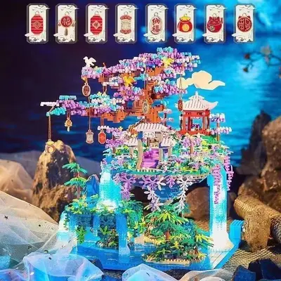 Xianzige Taohuatan Micro-Particle Building Blocks Set, Challenging, for Girls - 3