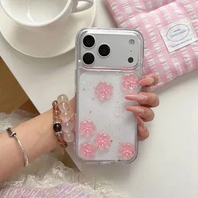 Apple iPhone 17 Pro pink cherry blossom transparent case