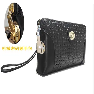 Men's Handbag with Fingerprint Lock, Anti-Theft Woven Design, Large Capacity - 8