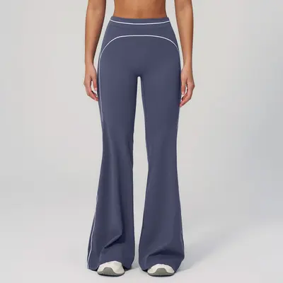 Hochbund-Yoga-Hose mit breitem Bein, locker, Herbst/Winter - 7
