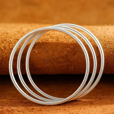 Silver solid bangle, pure silver plated, closed design - 5