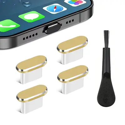 Beş İşlevli Type-C Veri Portu USB Toz Kapağı Telefon Şarj Portu Metal Toz Kapağı Fırçalı
