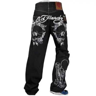 Gothic Pattern Y2K Men's Loose Jeans - 5