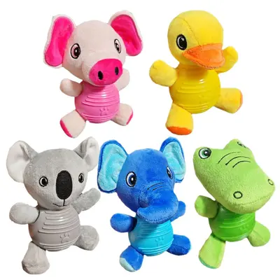 Chewable soft rubber dog toy, plush squeaky training toy - 6