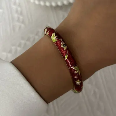 Damla emaye bilezik, çiçek motifi, vintage tarzı - 13