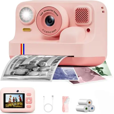 Polaroid tarzı anlık baskı dijital fotoğraf makinesi, HD, Bluetooth, çift kamera, çocuklar - 8