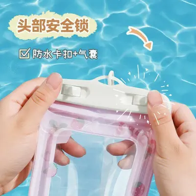 Inflatable waterproof phone pouch with touchscreen for swimming and diving