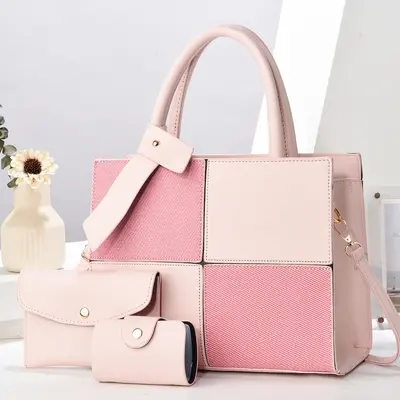 Mutter-Kind-Tasche im Farbblock-Design, großes Fassungsvermögen, Umhängetasche - 3