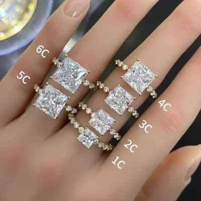 Moissanit-Ring 1-5 Karat, S925 Sterlingsilber, 18K vergoldet