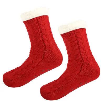 Thick Fleece-Lined Non-Slip Sleep Socks for Autumn and Winter - 11