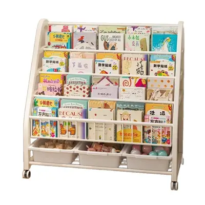 Multi-Layer Children's Bookshelf with Toy and Picture Book Storage, Wall-Side Floor Shelf