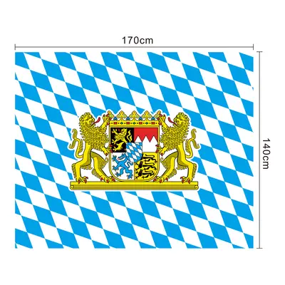 Oktoberfest Blue and White Checkered Tablecloth and Flag Set - 7