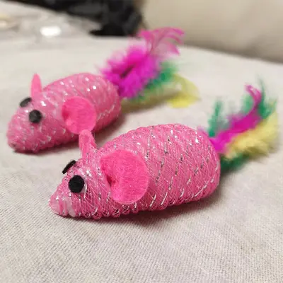 工厂批发线管老鼠宠物猫咪自嗨玩具配件娱乐猫玩具猫抓羽毛小老鼠