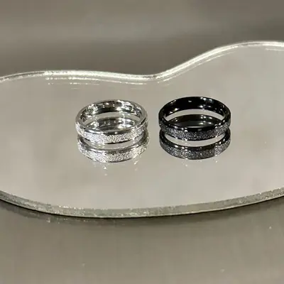 Matte black and white couple rings, premium design - 1