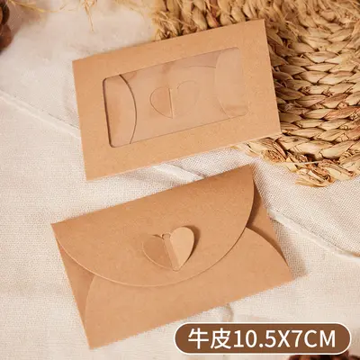 Kraft Paper Heart Envelope, Retro European Style Double Love Letter Envelope - 9