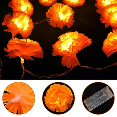 Künstliche LED-Ringelblumen-Girlande mit Lichterkette