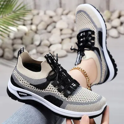 Women's Knit Lightweight Casual Sneakers, Plus Size - 8