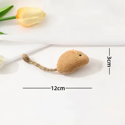 Plush Mouse Toy Set with Feathers, Durable Cat Toy - 7
