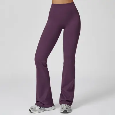 Yogahose mit hohem Bund, gebürstet, Schlaghose mit weitem Bein, Modell 5061 - 13