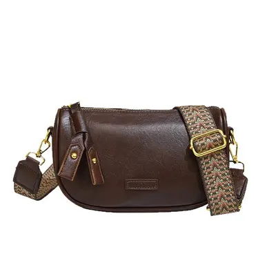 Retro Small Women's Shoulder Bag, Solid Color Textured Pillow Bag - 6