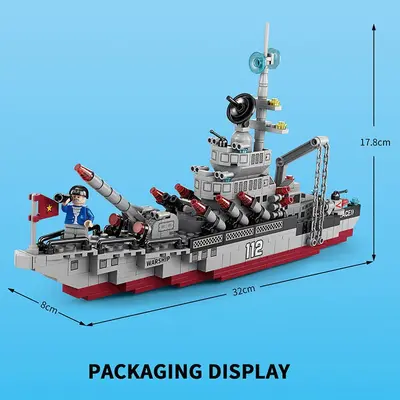 Askeri uçak gemisi yapı taşı seti, tank ve savaş uçağı, çocuk eğitici oyuncak hediye kutus - 4