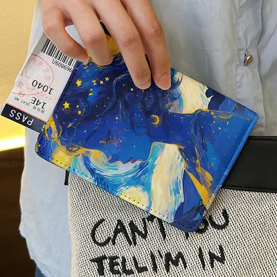 Van Gogh Yıldızlı Gökyüzü PU deri pasaport tutucu - 12