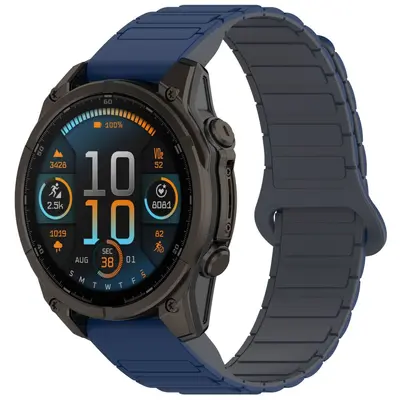 Two-Tone Silicone Strap for Garmin Fenix 5/6/7/8, Magnetic Quick-Release, 20/22/26mm - 11
