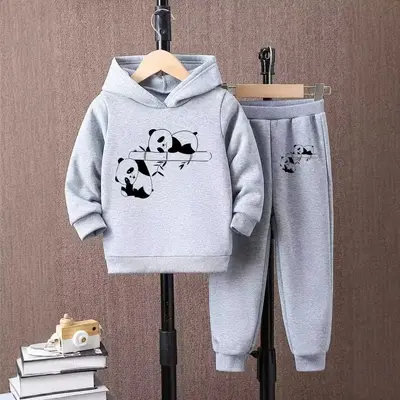 Boys' Two-Piece Hoodie Set, Panda Print, Fleece-Lined - 7
