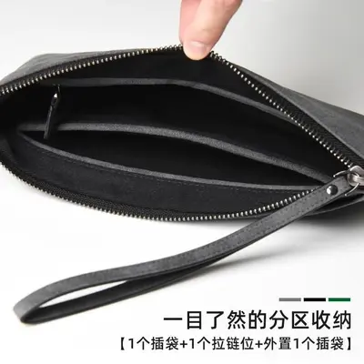 Echtleder-Herren-Clutch im Umschlagdesign, klein - 5