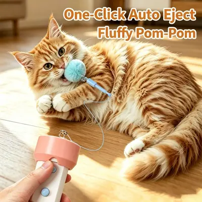 Electric Cat Teaser Launcher with Retrievable Projectile, Rechargeable - 3