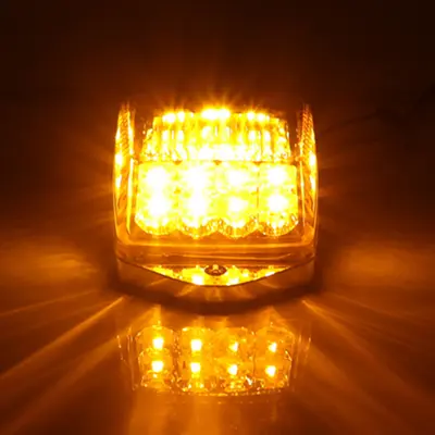 17 LED Truck Side Marker Light, Amber Electroplated Cab Indicator Lamp - 8