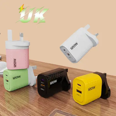 120W Fast Charger, Compatible with Apple and Huawei, Dual-Port A+C - 12