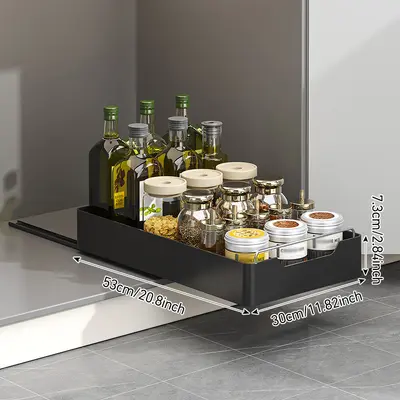 Kitchen Pull-Out Storage Rack Spice Organizer Black - 13