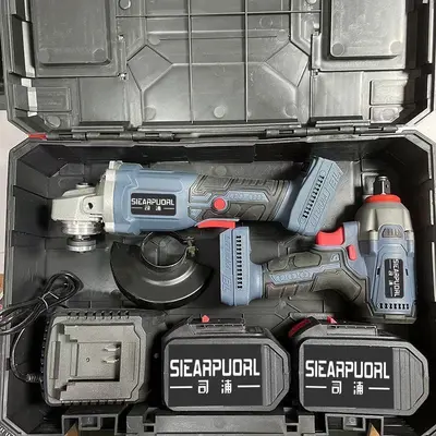 厂家跨境无刷四件套锂电动工具套装锂电冲击钻角磨机电钻扳手套装 - 11